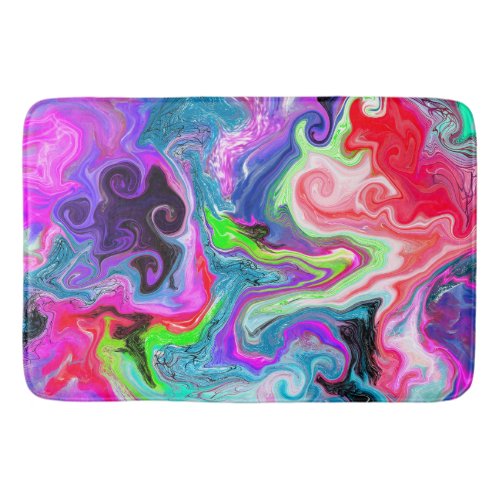 Colorful Swirls Marble Fluid Art    Bath Mat