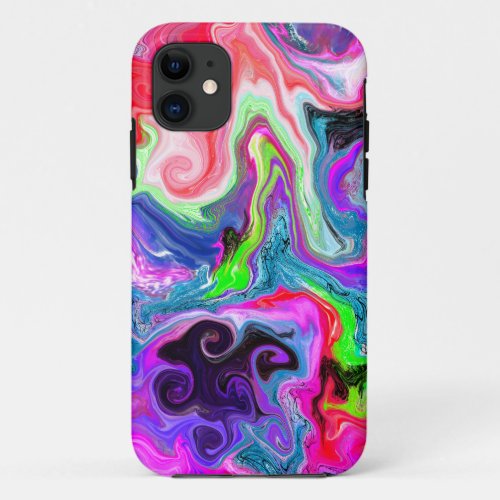 Colorful Swirls Marble Fluid Art     iPhone 11 Case
