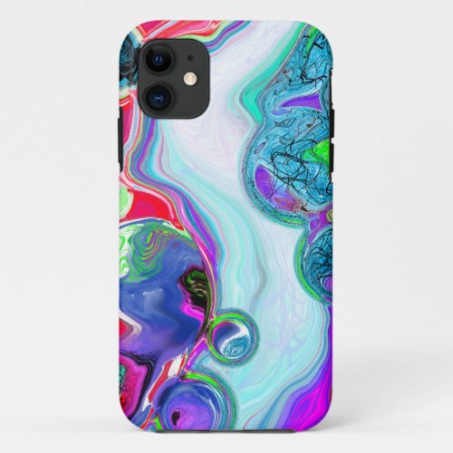 Colorful Swirls Marble Fluid Art    iPhone 11 Case