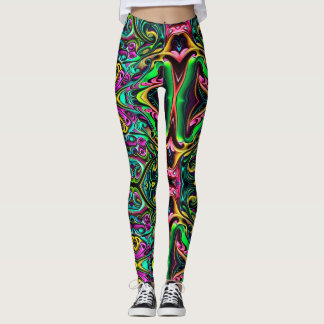 Colorful Swirls of Color Paint Pour Like Design Leggings