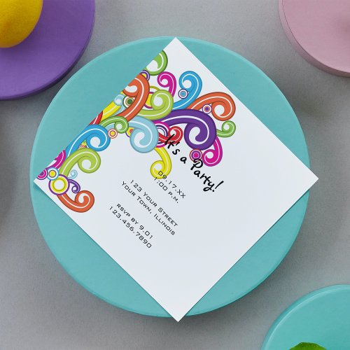 Colorful Swirls Party Invitation