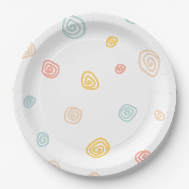 Colorful Swirls Party Plate (Front)