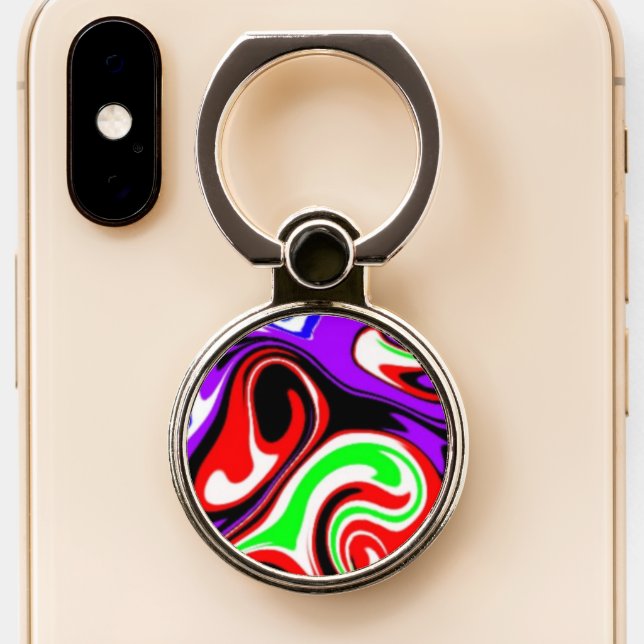 Colorful Swirls Phone Ring Stand (Close Up)