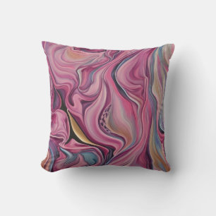 Colorful Swirls Pink Blue Gold Throw Pillow