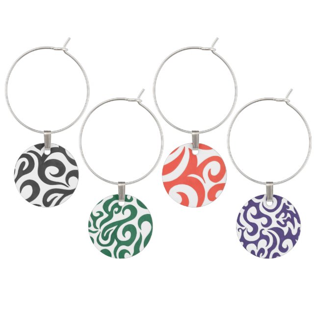 Colorful Swirls Wine Charms (Staggered)