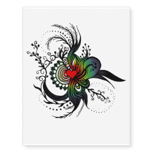 Colorful Swirly Boho Bohemian Mandala Heart Temporary Tattoos