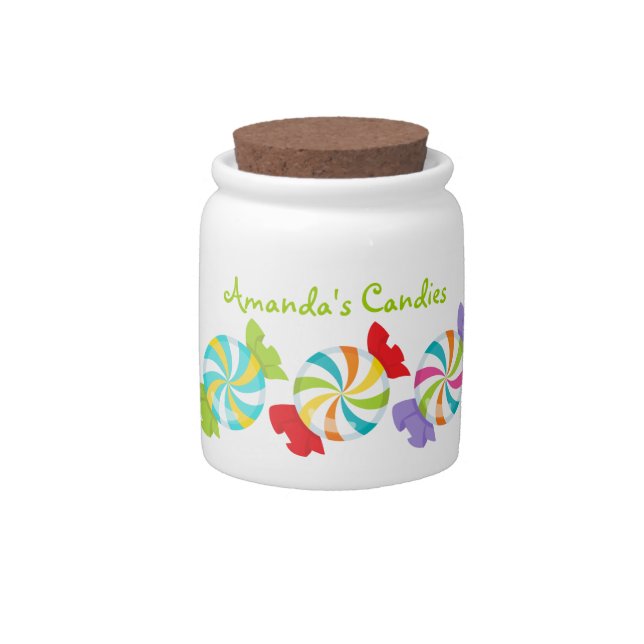 Colorful Swirly Personalized Candy Jar (Front)