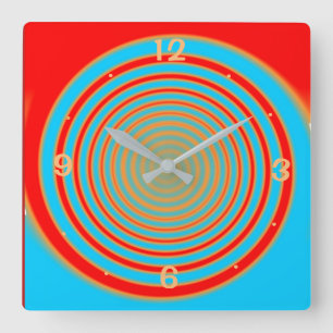 Colorful Swirly Red and Aqua> Kitchen Clock