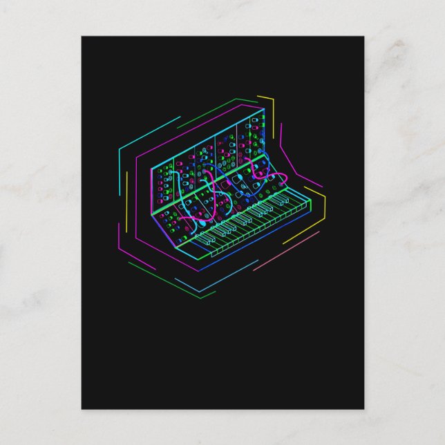 Colorful Synth Keyboard Analog Drum Synthesizer Postcard (Front)