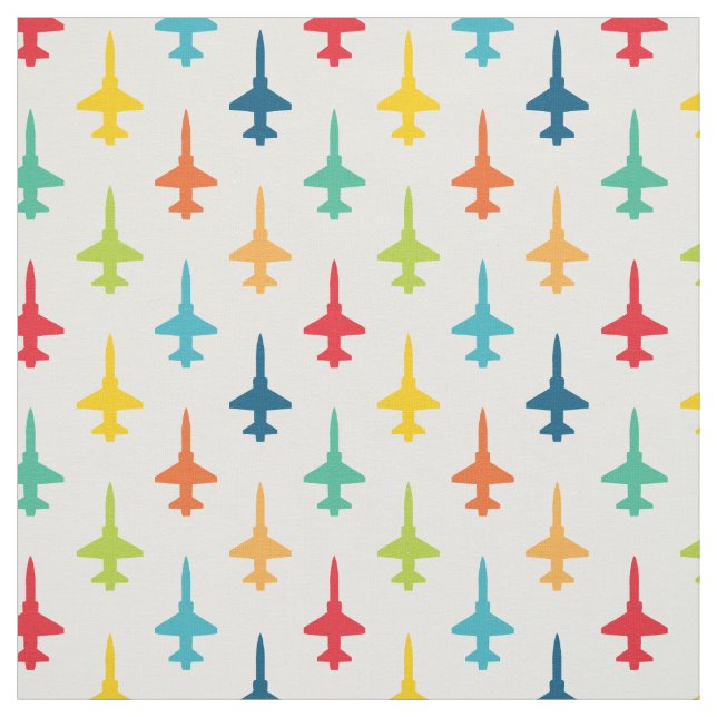 Colorful T-38 Talon Fighter Jet Pattern Primaries Fabric (Swatch)