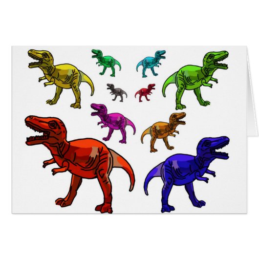 Colorful T-Rex Cards (Front Horizontal)