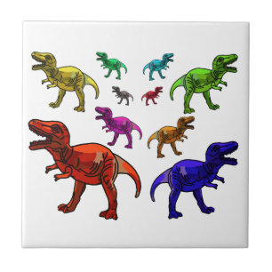 Colorful T-Rex Ceramic Tile