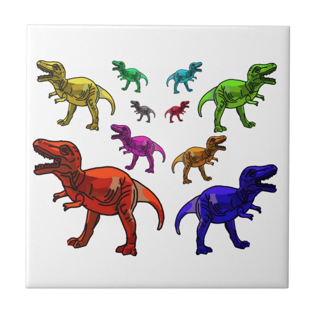 Colorful T-Rex Ceramic Tile (Front)