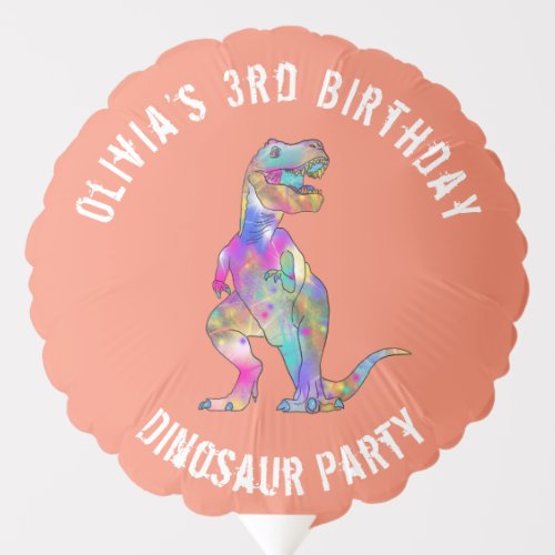 Colorful T Rex Dinosaur Birthday Party  Balloon