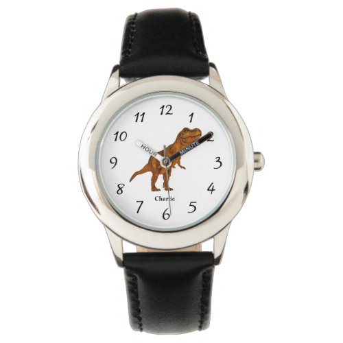 Colorful T_Rex Dinosaur Kids Name Personalized Watch