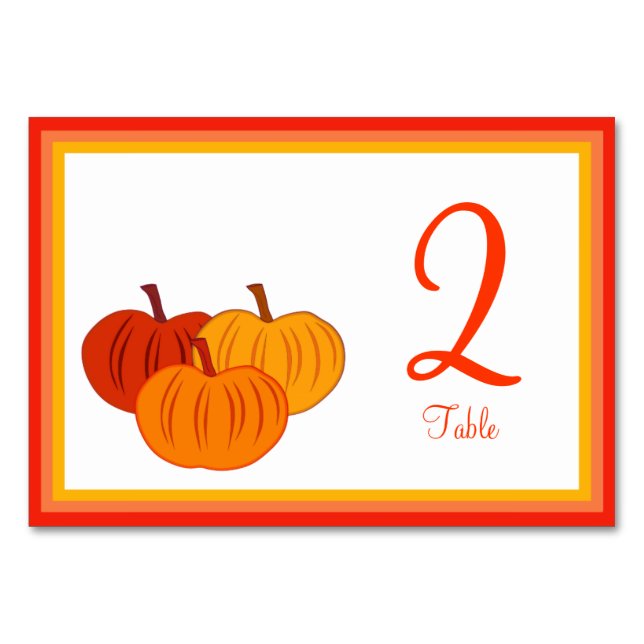 Colorful Table Number Cards With Pumpkins (Front)