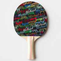colorful table_tennis player's name custom Ping-Pong paddle