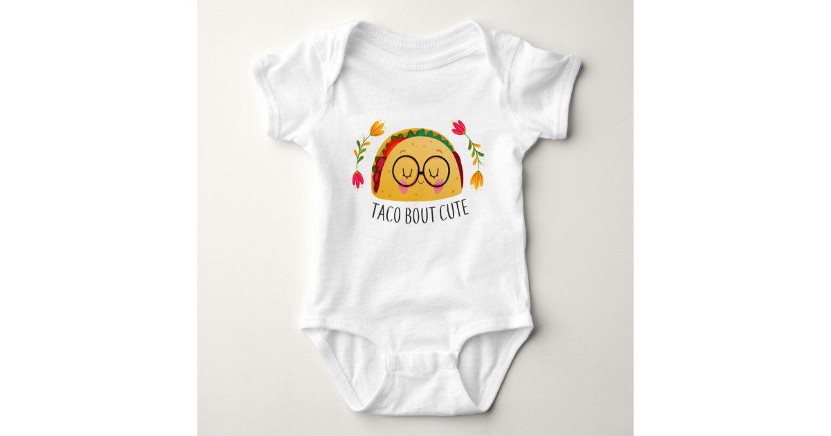 Colorful Taco Bout Cute Baby Girl Funny Text Pun Baby Bodysuit | Zazzle