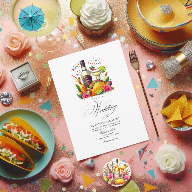 Colorful Tacos and Tequila Fiesta Wedding Invitation (Colorful Tacos and Tequila Fiesta Wedding Invitation)