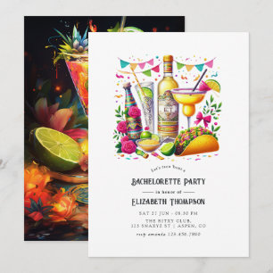 Colorful Tacos & Tequila Fiesta Bachelorette Bash Invitation