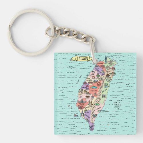 Colorful Taiwan Map  Keychain