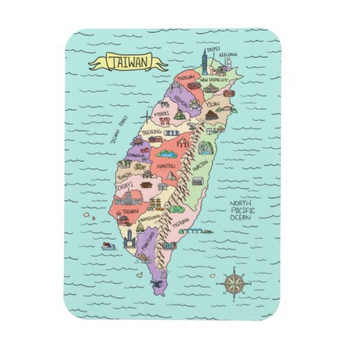 Colorful Taiwan Map Photo Magnet