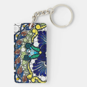 colorful talavera pottery mexican blue photo art  keychain