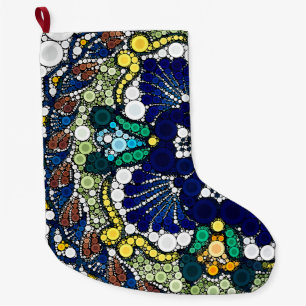 colorful talavera pottery mexican blue photo art large christmas stocking
