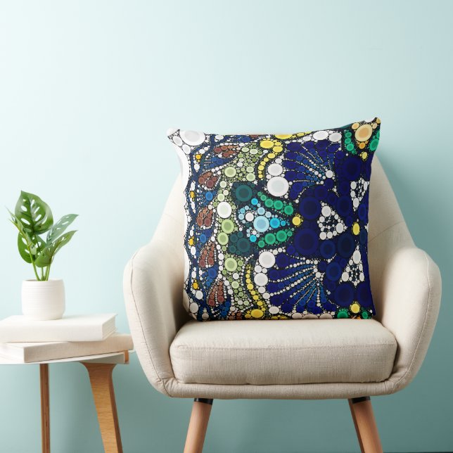 colorful talavera pottery mexican blue photo art  throw pillow (Chair)