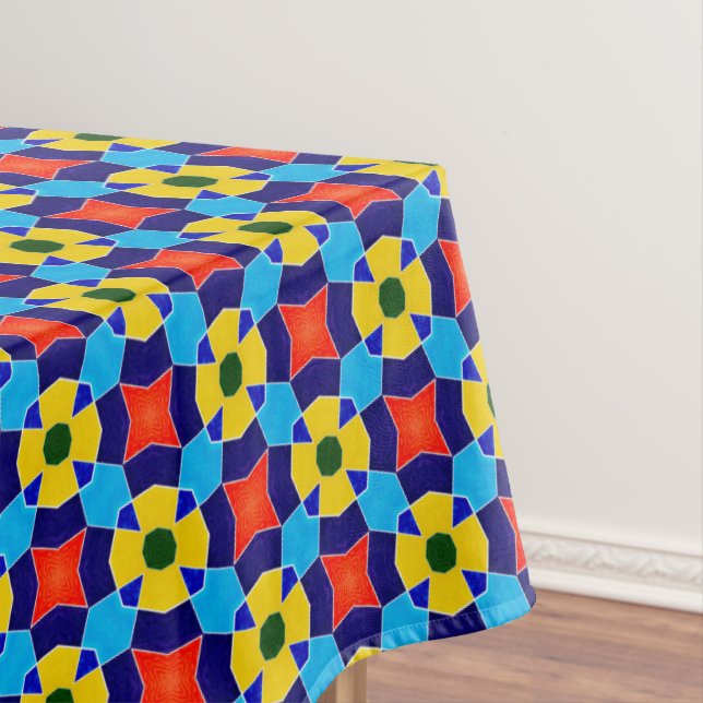 Colorful Talavera Tile Tablecloth (In Situ)