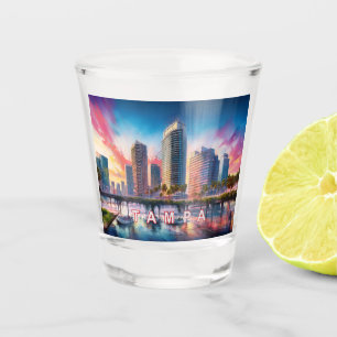 Colorful Tampa Skyline Abstract Art Shot Glass
