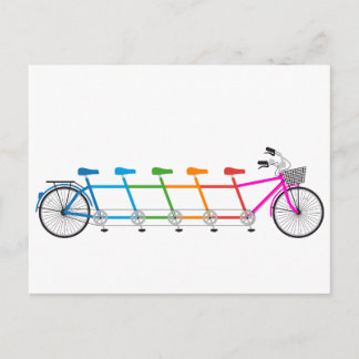 colorful tandem bicycle, team bike postcard