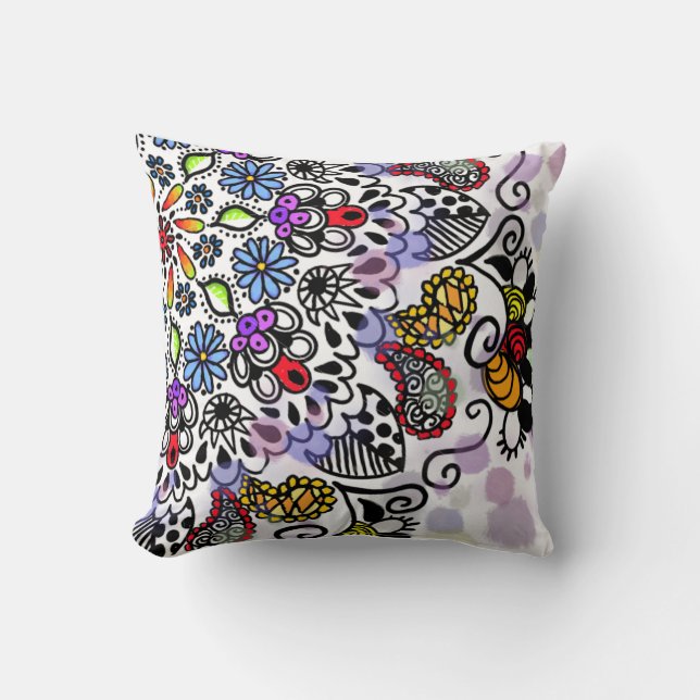 Colorful tangle linear design throw pillow (Front)