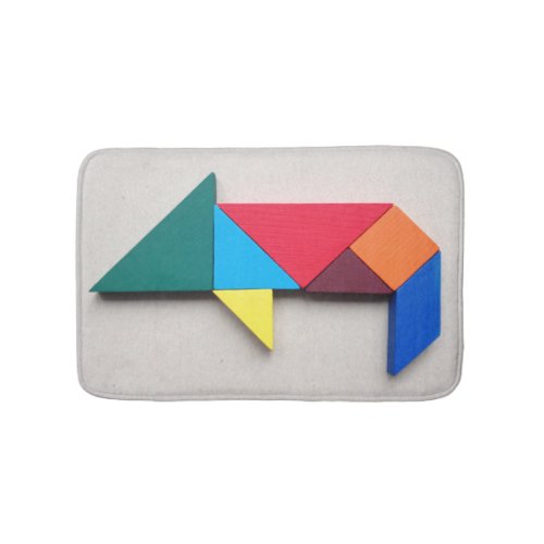 Colorful Tangram pig Bathroom Mat