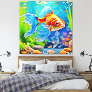 Colorful Tank Goldfish Design Canvas Print