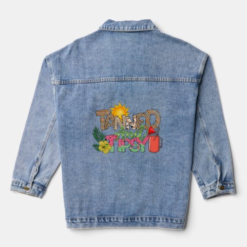 Colorful Tanned and Tipsy  Summer Vibes  Denim Jacket
