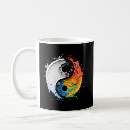 Colorful Taoism Yin Yang Splash On Zen Taijitu Yin Coffee Mug