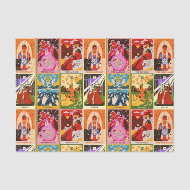Colorful Tarot Card Illustrations  Tissue Paper (Front)