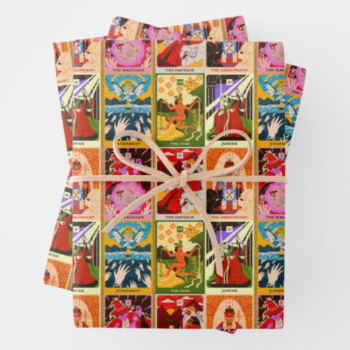 Colorful Tarot Card Illustrations  Wrapping Paper Sheets