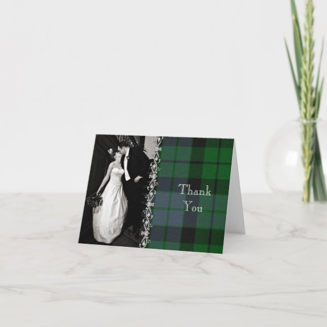 Colorful Tartan Plaid Photo Thank You Card (Front)