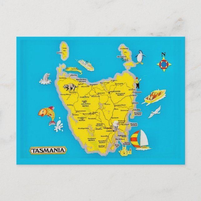 Colorful Tasmania Postcard (Front)