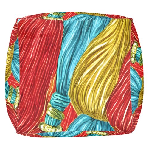 Colorful Tassels Pouf