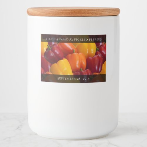 Colorful Tasty Red Orange Yellow Bell Peppers Food Label