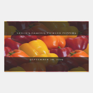 Colorful Tasty Red Orange Yellow Bell Peppers Rectangular Sticker