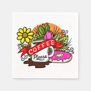 Colorful Tattoo Coffee and Donut Napkins