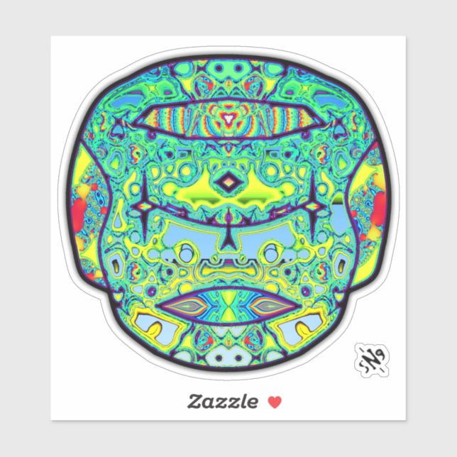 Colorful tattooed skull v3 sticker (Sheet)