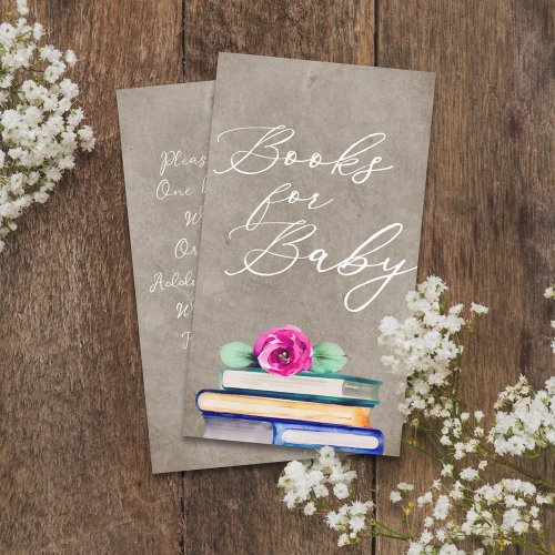  Colorful  Taupe Floral Watercolor Books for Baby Enclosure Card