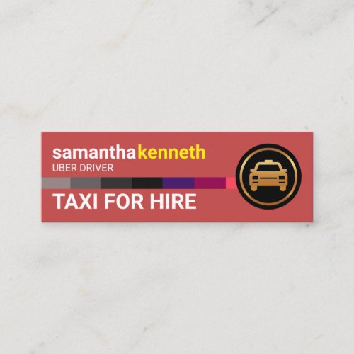 Colorful Taxi Stripe Route Pink Lady Taxi Driver Mini Business Card