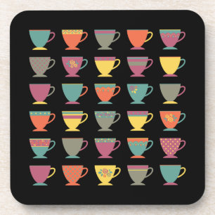 Colorful tea cups, hot drink, winter mugs  beverage coaster