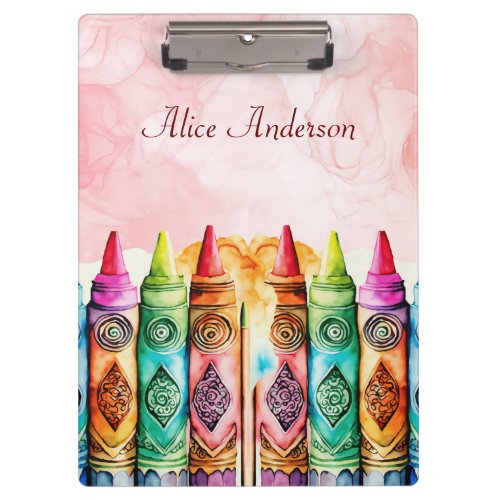 Colorful Teacher Appreciation Rainbow Crayon Clipboard